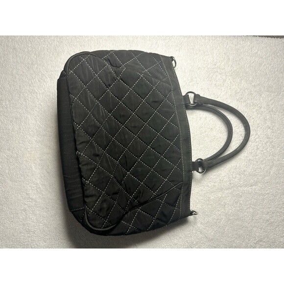 Vera Bradley Black Textile Quilted Embossing Large Satchel Bag - Picture 3 of 8
